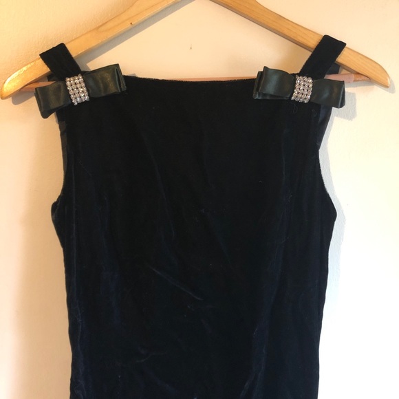 Vintage Dresses & Skirts - Velvet Floor Length Formal Dress- Low Back + Bows